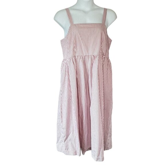 A New Day Midi Sun Dress NEW WITH TAGS Pink and White Railroad Stripe  Size XXL - Picture 1 of 10